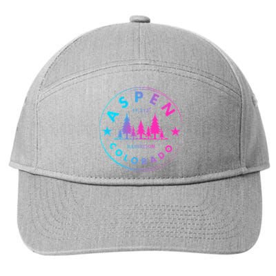 Aspen Colorado Retro Big Mountain Forest 7-Panel Snapback Hat
