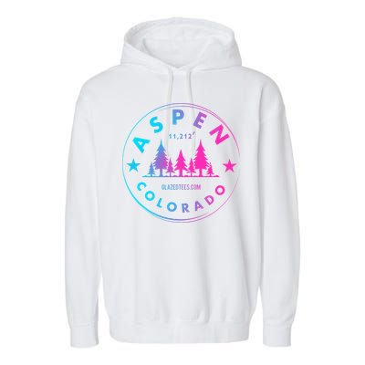 Aspen Colorado Retro Big Mountain Forest Garment-Dyed Fleece Hoodie
