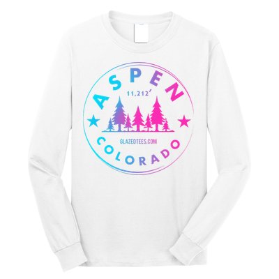 Aspen Colorado Retro Big Mountain Forest Long Sleeve Shirt