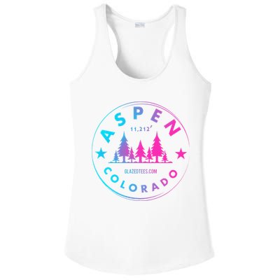 Aspen Colorado Retro Big Mountain Forest Ladies PosiCharge Competitor Racerback Tank
