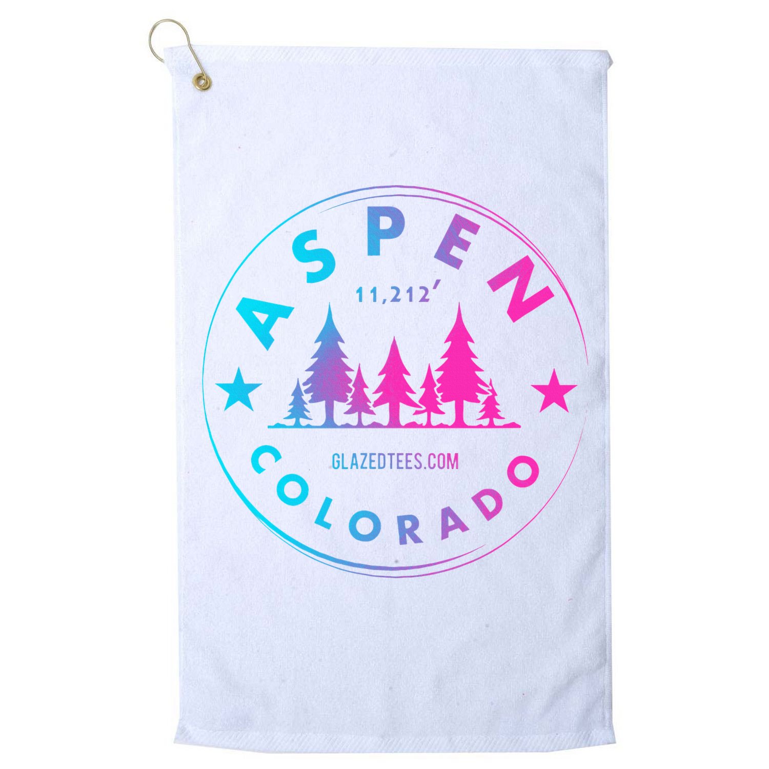 Aspen Colorado Retro Big Mountain Forest Golf Towel