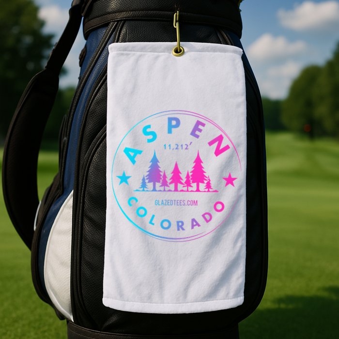 Aspen Colorado Retro Big Mountain Forest Golf Towel