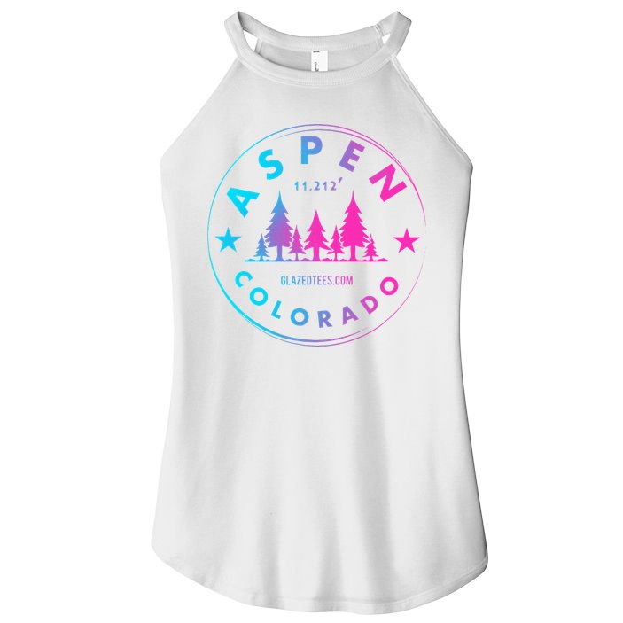 Aspen Colorado Retro Big Mountain Forest Women's Perfect Tri Rocker Tank