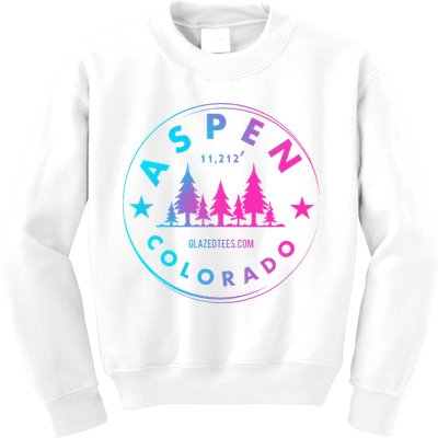 Aspen Colorado Retro Big Mountain Forest Kids Sweatshirt
