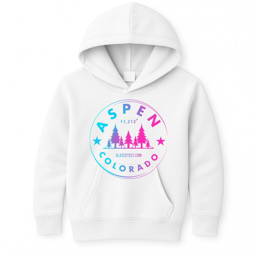 Aspen Colorado Retro Big Mountain Forest Kids Hoodie