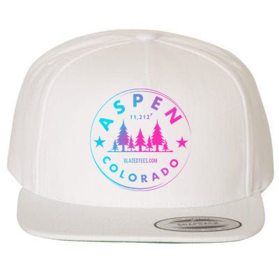 Aspen Colorado Retro Big Mountain Forest Wool Snapback Cap