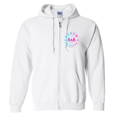 Aspen Colorado Retro Big Mountain Forest Full Zip Hoodie