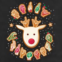Asl Christmas Reindeer American Sign Language Gingerbread Cool Comfort Performance Bucket Hat