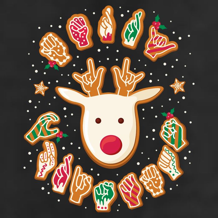 Asl Christmas Reindeer American Sign Language Gingerbread Cool Comfort Performance Bucket Hat