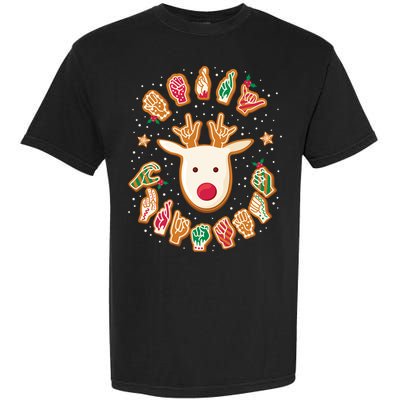 Asl Christmas Reindeer American Sign Language Gingerbread Garment-Dyed Heavyweight T-Shirt