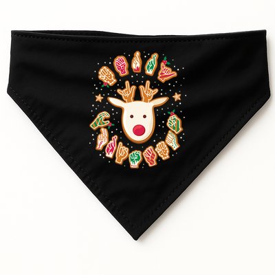 Asl Christmas Reindeer American Sign Language Gingerbread USA-Made Doggie Bandana