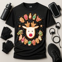 Asl Christmas Reindeer American Sign Language Gingerbread Cooling Performance Crew T-Shirt