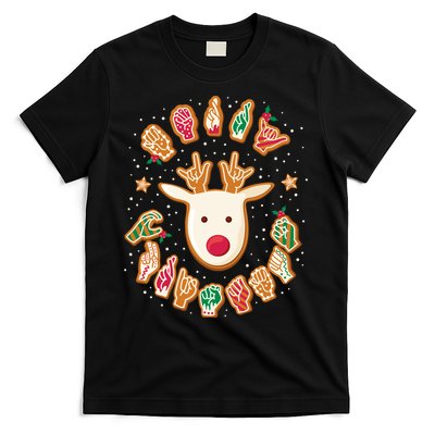 Asl Christmas Reindeer American Sign Language Gingerbread T-Shirt