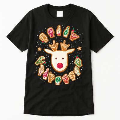 Asl Christmas Reindeer American Sign Language Gingerbread Tall T-Shirt
