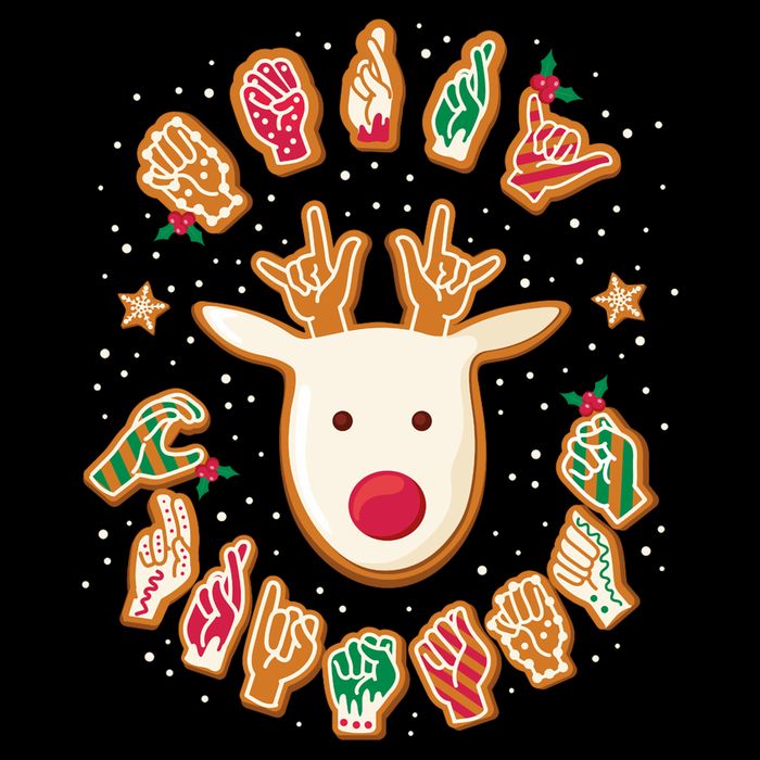 Asl Christmas Reindeer American Sign Language Gingerbread 16 in Basic Backpack