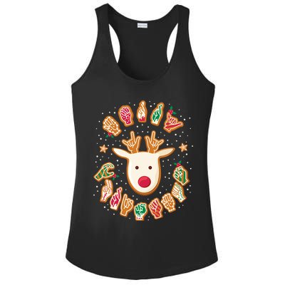 Asl Christmas Reindeer American Sign Language Gingerbread Ladies PosiCharge Competitor Racerback Tank