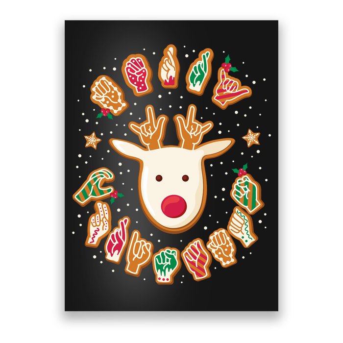 Asl Christmas Reindeer American Sign Language Gingerbread Poster