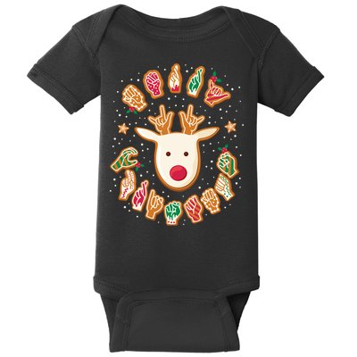 Asl Christmas Reindeer American Sign Language Gingerbread Baby Bodysuit