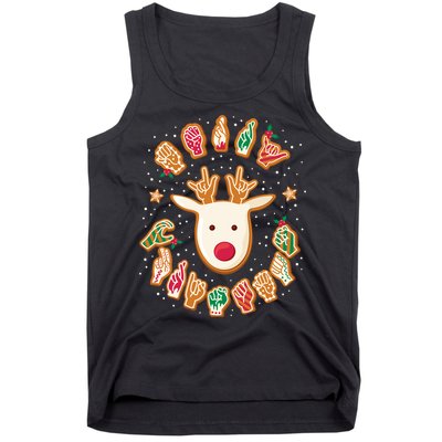 Asl Christmas Reindeer American Sign Language Gingerbread Tank Top