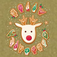 Asl Christmas Reindeer American Sign Language Gingerbread Garment-Dyed Women's Muscle Tee