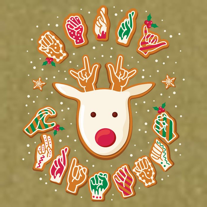 Asl Christmas Reindeer American Sign Language Gingerbread Garment-Dyed Women's Muscle Tee