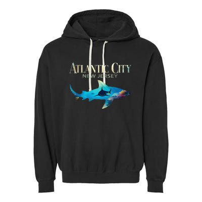 Atlantic City Retro Atlantic City Nj Shark Garment-Dyed Fleece Hoodie