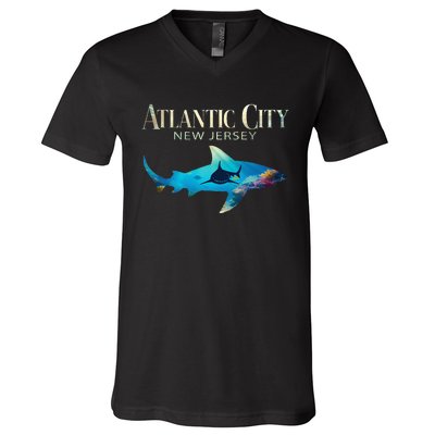 Atlantic City Retro Atlantic City Nj Shark V-Neck T-Shirt