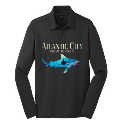 Atlantic City Retro Atlantic City Nj Shark Silk Touch Performance Long Sleeve Polo