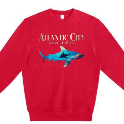 Atlantic City Retro Atlantic City Nj Shark Premium Crewneck Sweatshirt