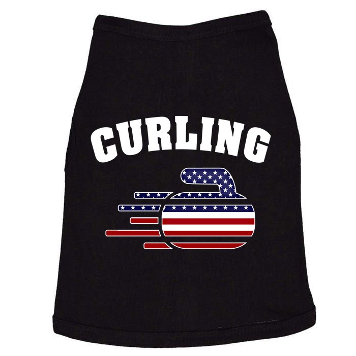 America Curling Rock American Curlers Usa Flag Winter Sports Gift Doggie Tank