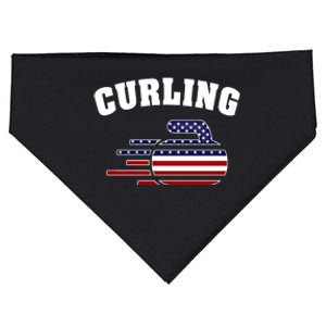 America Curling Rock American Curlers Usa Flag Winter Sports Gift USA-Made Doggie Bandana