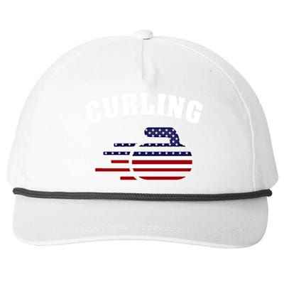 America Curling Rock American Curlers Usa Flag Winter Sports Gift Snapback Five-Panel Rope Hat