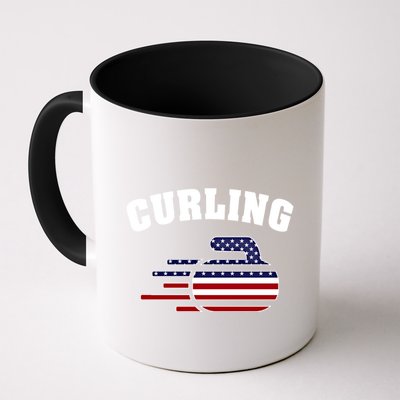 America Curling Rock American Curlers Usa Flag Winter Sports Gift Mug