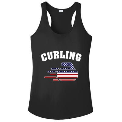 America Curling Rock American Curlers Usa Flag Winter Sports Gift Ladies PosiCharge Competitor Racerback Tank