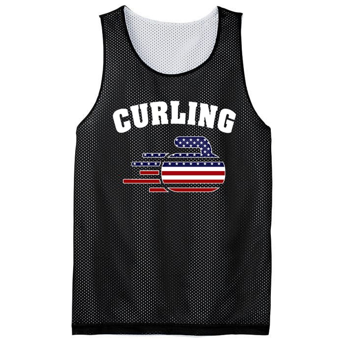 America Curling Rock American Curlers Usa Flag Winter Sports Gift Mesh Reversible Basketball Jersey Tank