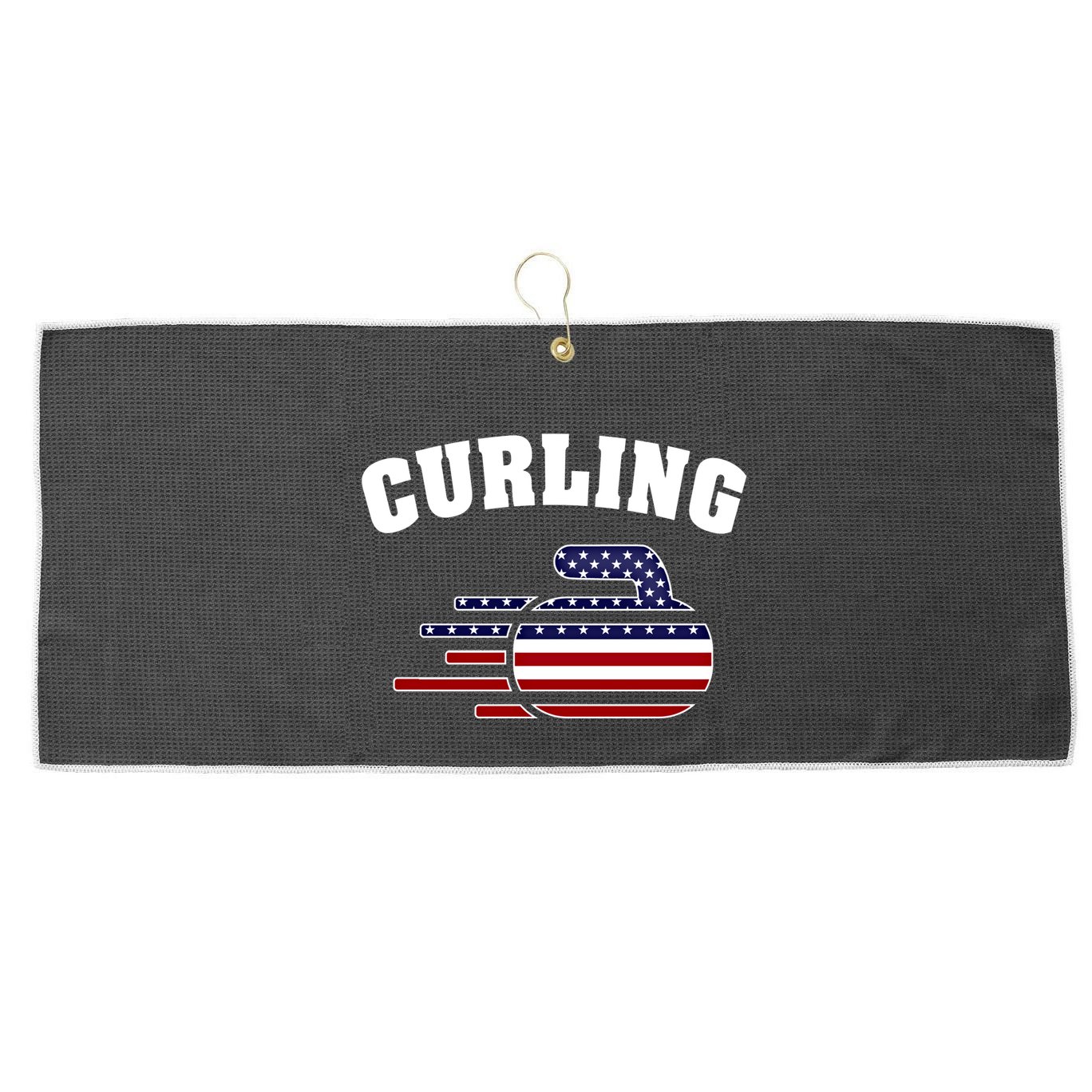 America Curling Rock American Curlers Usa Flag Winter Sports Gift Large Microfiber Waffle Golf Towel