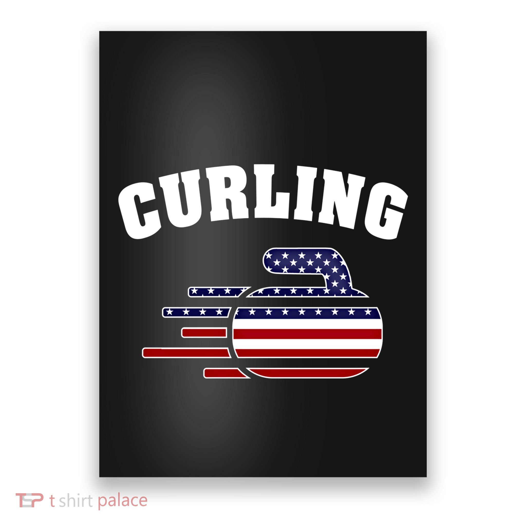 America Curling Rock American Curlers Usa Flag Winter Sports Gift Poster