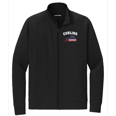 America Curling Rock American Curlers Usa Flag Winter Sports Gift Stretch Full-Zip Cadet Jacket