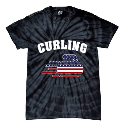 America Curling Rock American Curlers Usa Flag Winter Sports Gift Tie-Dye T-Shirt