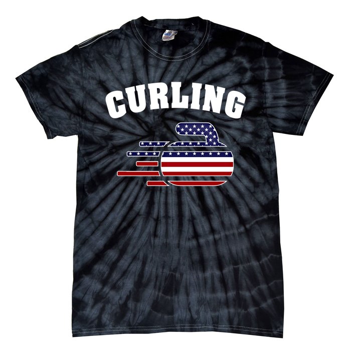 America Curling Rock American Curlers Usa Flag Winter Sports Gift Tie-Dye T-Shirt