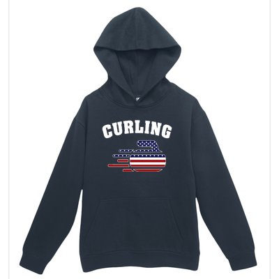 America Curling Rock American Curlers Usa Flag Winter Sports Gift Urban Pullover Hoodie