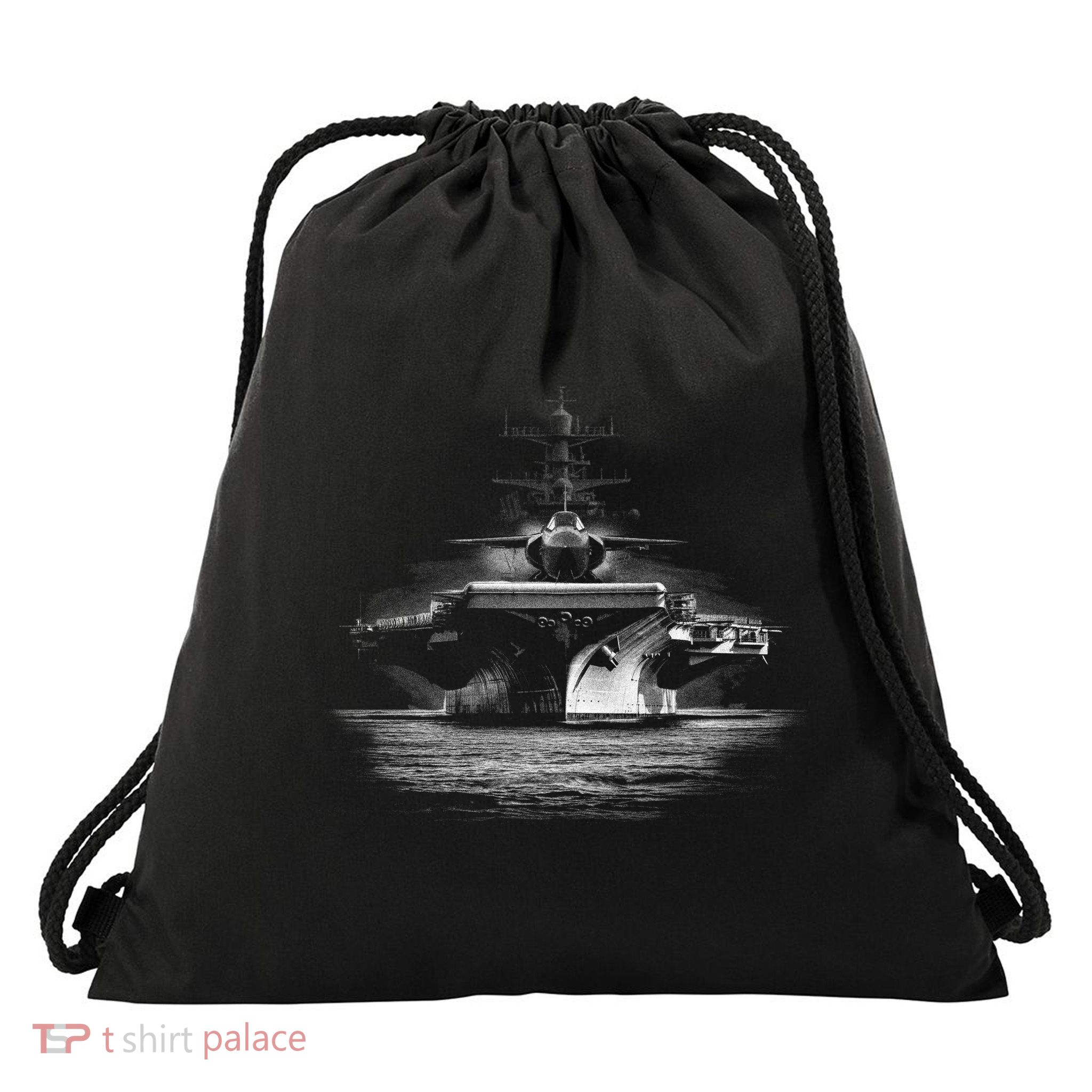 Aircraft Carrier Realistic Drawstring Bag