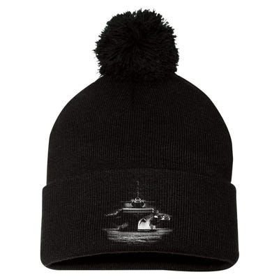 Aircraft Carrier Realistic Pom Pom 12in Knit Beanie