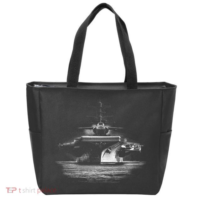 Aircraft Carrier Realistic Zip Tote Bag