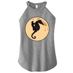 A Cowboy Riding A Seahorse Silhouetted Against A Full Moon Women's Perfect Tri Rocker Tank