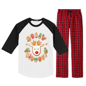 Asl Christmas Reindeer American Sign Language Gingerbread Cute Gift Raglan Sleeve Pajama Set