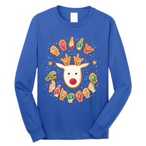 Asl Christmas Reindeer American Sign Language Gingerbread Cute Gift Long Sleeve Shirt