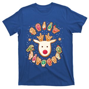 Asl Christmas Reindeer American Sign Language Gingerbread Cute Gift T-Shirt