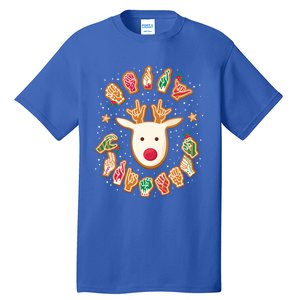 Asl Christmas Reindeer American Sign Language Gingerbread Cute Gift Tall T-Shirt