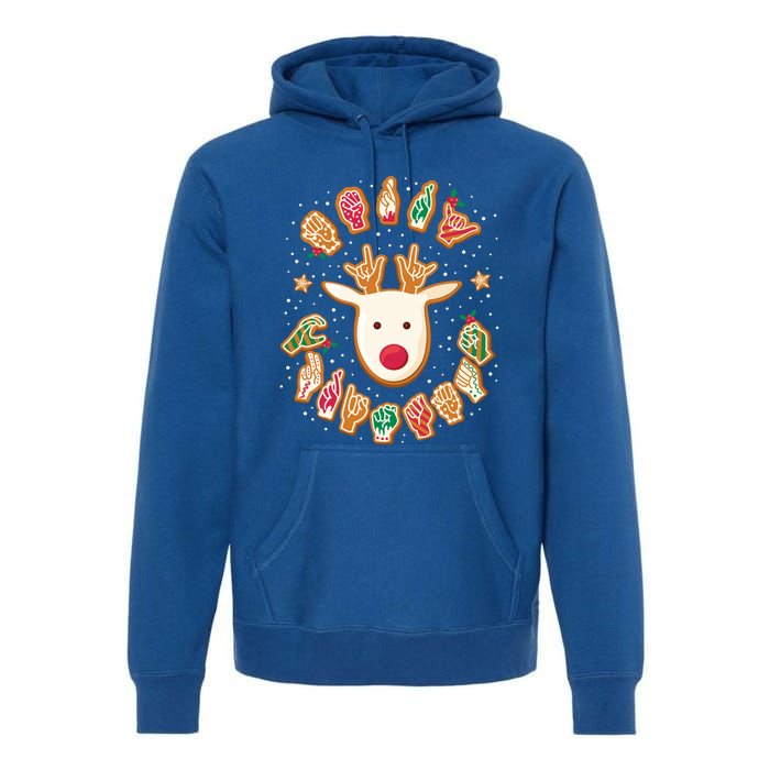 Asl Christmas Reindeer American Sign Language Gingerbread Cute Gift Premium Hoodie